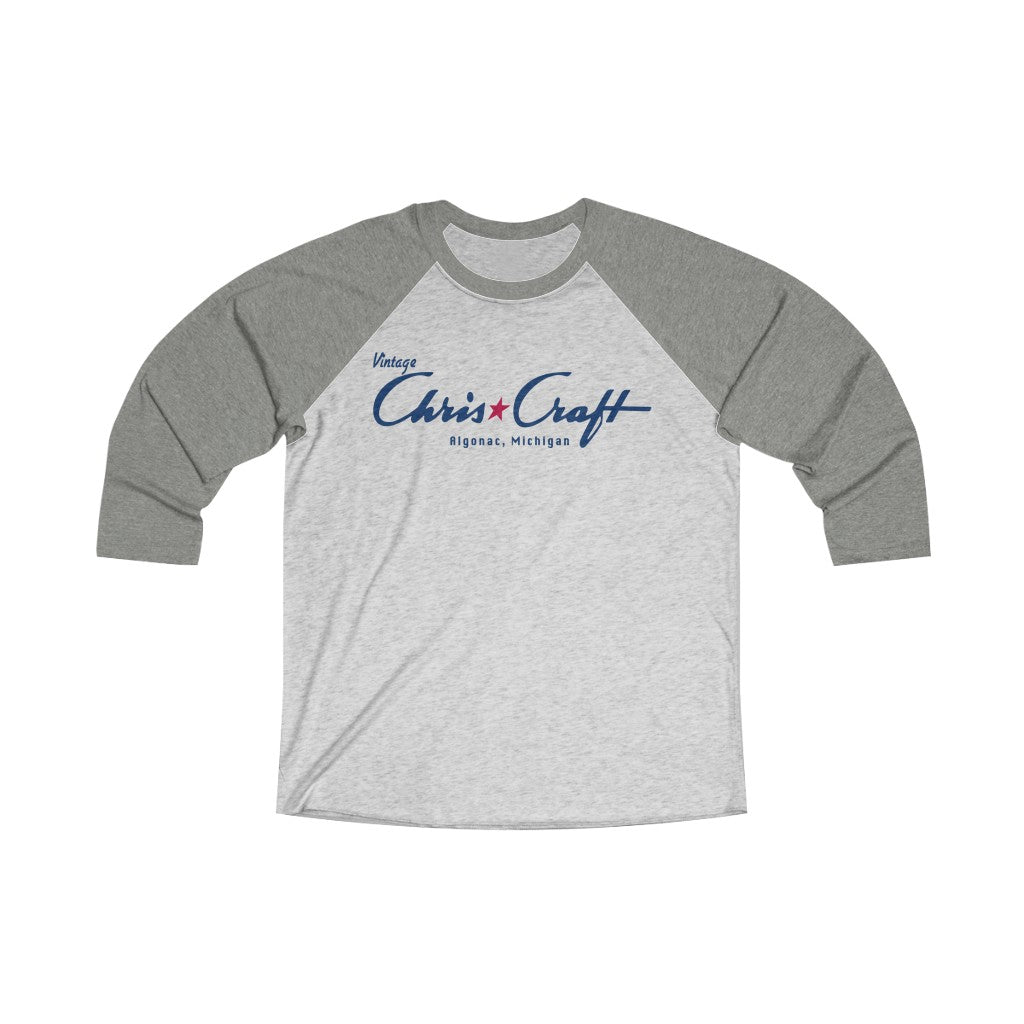 Vintage Chris Craft Algonac, Michigan Unisex Tri-Blend 3/4 Raglan Tee