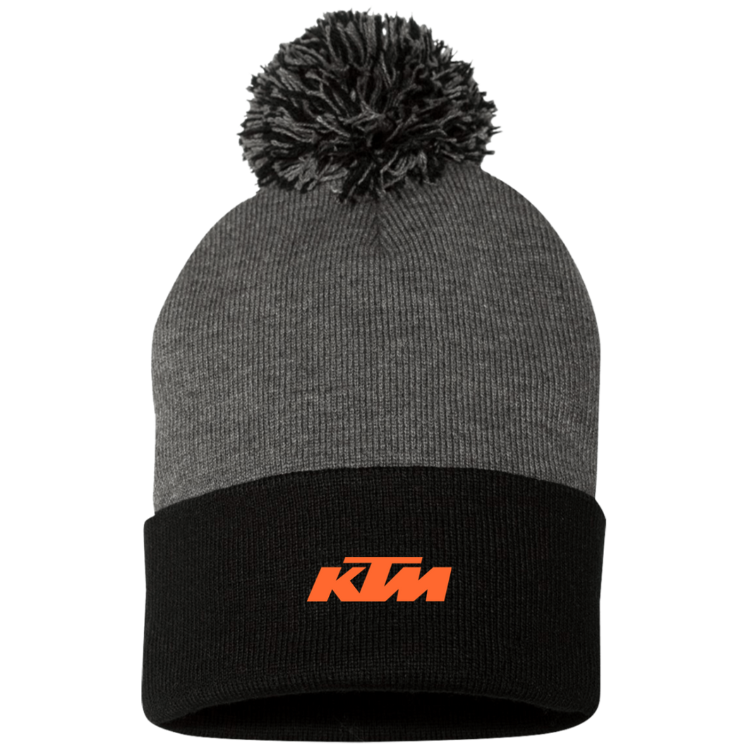 Classic Style Orange KTM Motorcycle Pom Pom Knit Cap