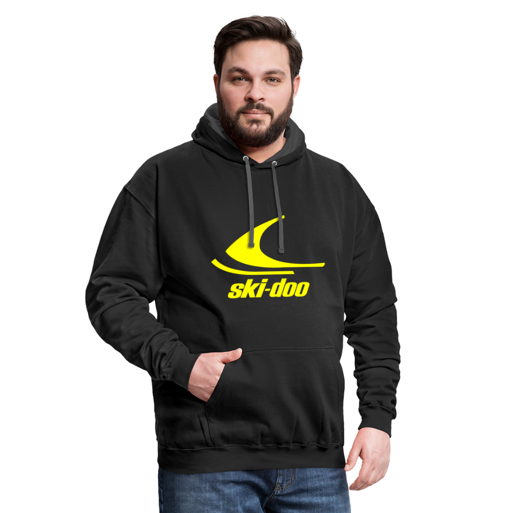 Vintage Style Ski-Doo Bombardier Snowmobile Contrast Hoodie - black/asphalt