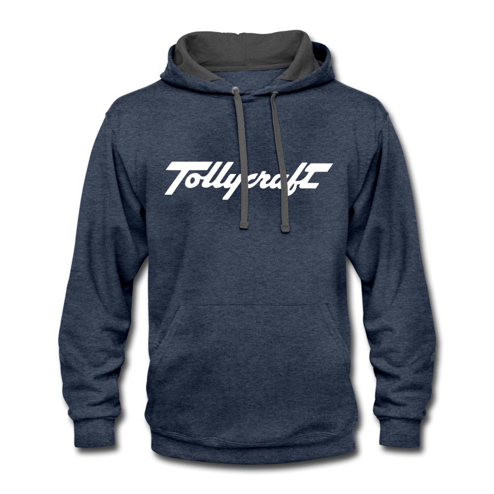 Vintage Tollycraft Boats Contrast Hoodie - indigo heather/asphalt