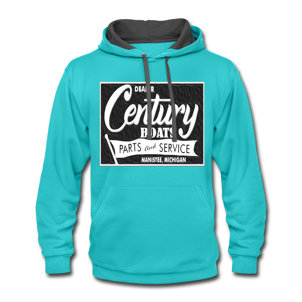 Vintage Century Boat Sign Contrast Hoodie - scuba blue/asphalt