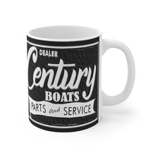 Vintage Dealer Sign Century Boats White Ceramic Mug by Retro Boater