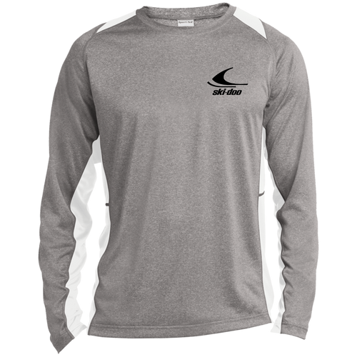 1970s Yellow  Ski-doo Long Sleeve Heather Colorblock Performance Tee Sandberg