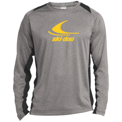 1970s Vintage Yellow  Ski-doo Long Sleeve Heather Colorblock Performance Tee Sandberg