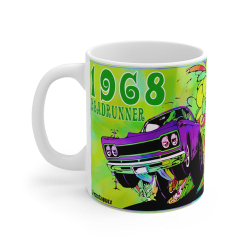 1968 Plymouth Roadrunner White Ceramic Mug by SpeedTiques