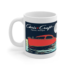 Vintage 1950s Chris Craft Sedan in the Moonlight White Ceramic Mug by Retro Boater