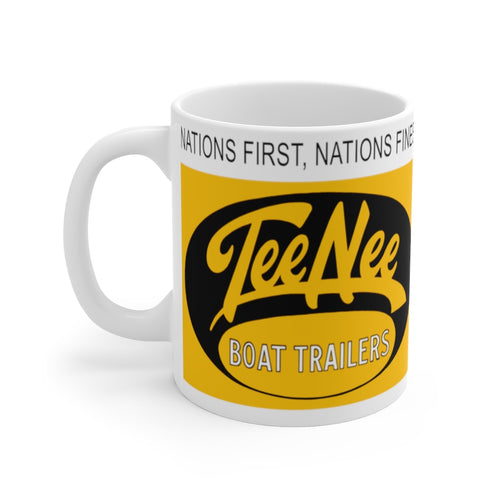 Tee Nee Boat Trailers White Ceramic Mug by Retro Boater