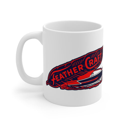 Feather Craft Boats White Ceramic Mug by Retro Boater