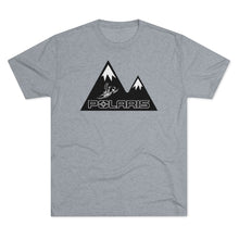 Classic Polaris Snowmobiles with Mountain Background Men's Tri-Blend Crew Tee