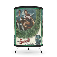 Vintage Evinrude Outboard Holiday Christmas Tripod Lamp with High-Res Printed Shade, US/CA plug