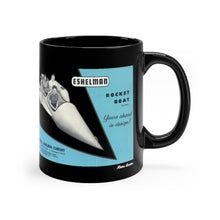 Eshelman Rocket Boat Black mug 11oz by Retro Boater