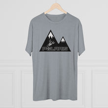 Classic Polaris Snowmobiles with Mountain Background Men's Tri-Blend Crew Tee