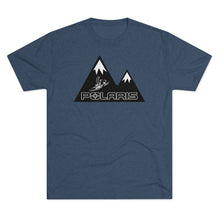 Classic Polaris Snowmobiles with Mountain Background Men's Tri-Blend Crew Tee