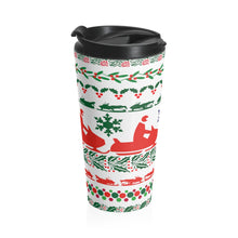 Christmas Snowmobile Patterned Stainless Steel Travel Mug by SpeedTiques