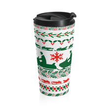 Christmas Snowmobile Patterned Stainless Steel Travel Mug by SpeedTiques