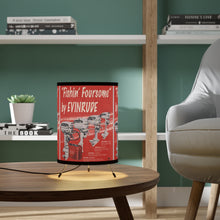 Vintage Evinrude Outboard Ad in Red Tripod Lamp with High-Res Printed Shade, US/CA plug