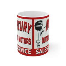 Vintage Mercury Outboard Motors White Ceramic Mug by Retro Boater
