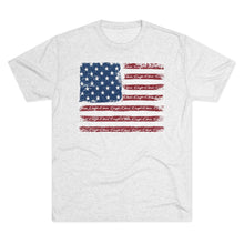 Distressed Flag with Classic Chris Craft Boat Men's Tri-Blend Crew Tee