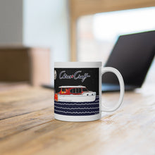 Vintage Chris Craft Deluxe Cabin Cruiser White Ceramic Mug by Retro Boater