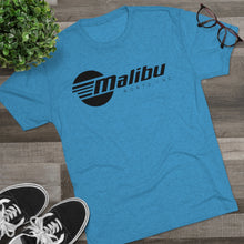 Vintage Design Malibu Boat Company in Black Men's Tri-Blend Crew Tee