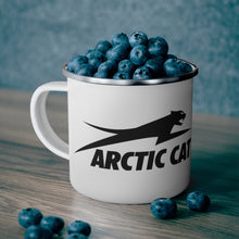 Vintage Leaping Cat Arctic Cat in Black Enamel Campfire Mug