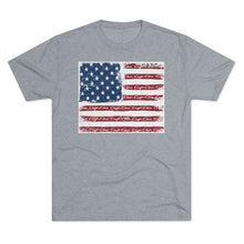Distressed Flag with Classic Chris Craft Boat Men's Tri-Blend Crew Tee