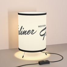 Vintage Western Fairliner Torpedo Tripod Lamp with High-Res Printed Shade, US/CA plug