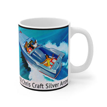 1958 Chris Craft Silver Arrow White Ceramic Mug by Retro Boater
