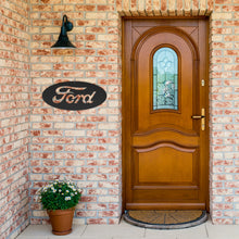 Classic Ford Oval Die-Cut Metal Sign
