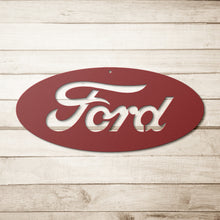 Classic Ford Oval Die-Cut Metal Sign