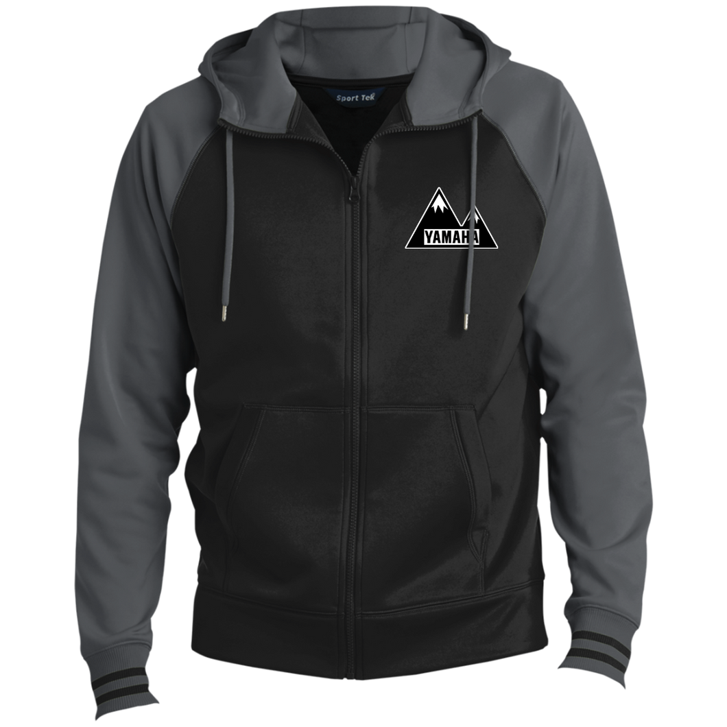 Classic Yamaha ATV Snowmobile with Mountain Background Men's Sport-Wick® Full-Zip Hooded Jacket