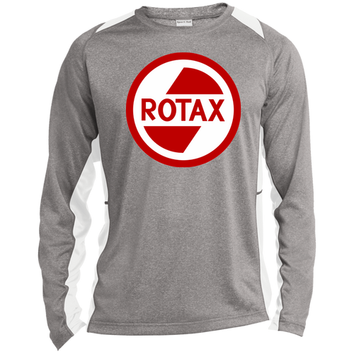 Vintage Bombadier Ski-Doo Red White Rotax ST361LS Long Sleeve Heather Colorblock Performance Tee