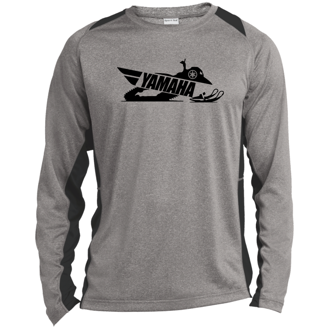Classic Yamaha Snowmobiles Long Sleeve Heather Colorblock Performance Tee