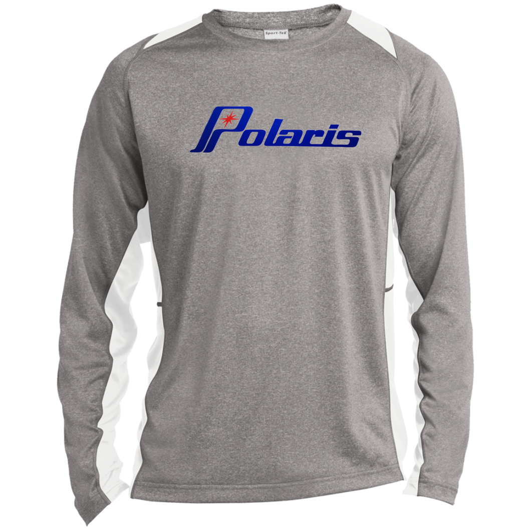 Vintage Polaris Snowmobile ST361LS Long Sleeve Heather Colorblock Performance Tee