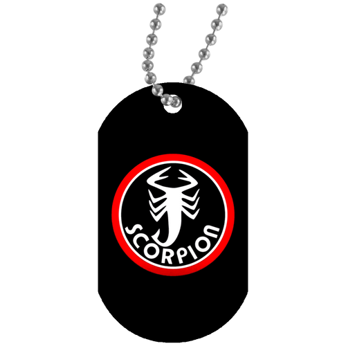 Vintage Scorpion Snowmobile White Dog Tag