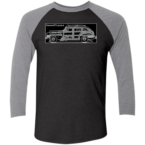 1942 Chrysler Town and Country Barrelback by Speedtiques Next Level Tri-Blend 3/4 Sleeve Baseball Raglan T-Shirt