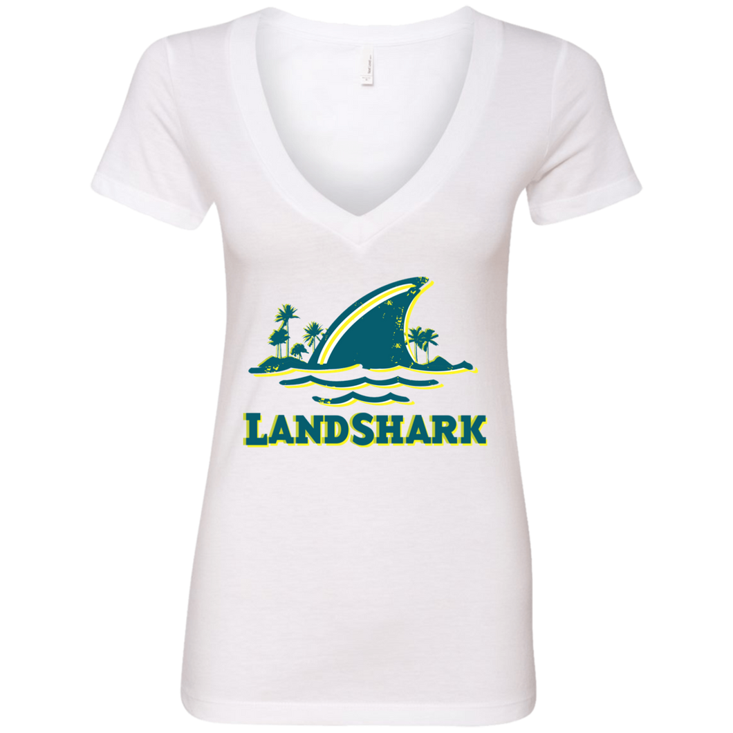 Classic Style Distressed Landshark Beer Ladies' Deep V-Neck T-Shirt