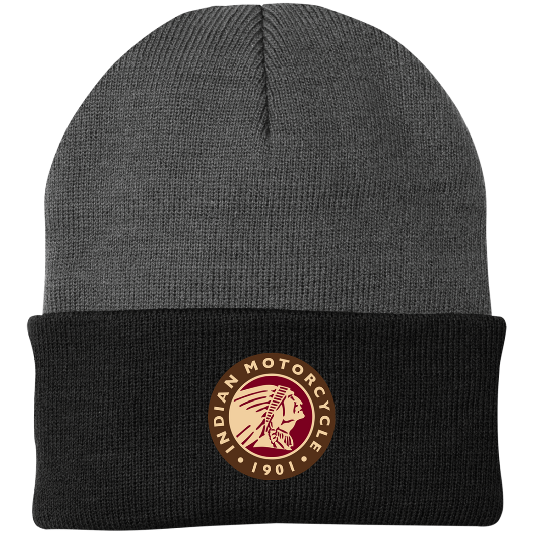 Vintage 1901 Red Brown Indian Motorcycle Knit Cap