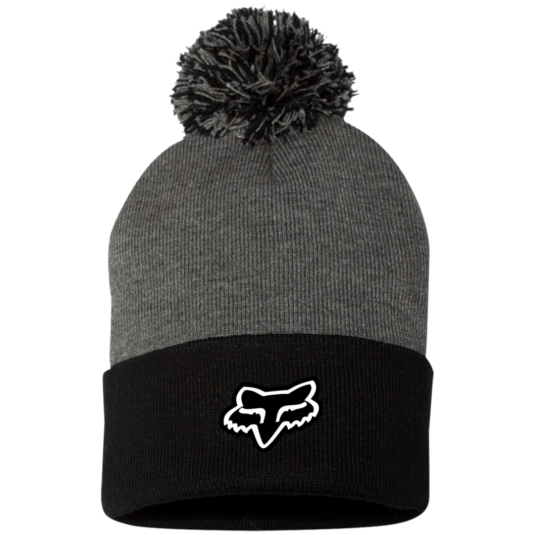 Vintage Style Fox Parts and Racing Pom Pom Knit Cap