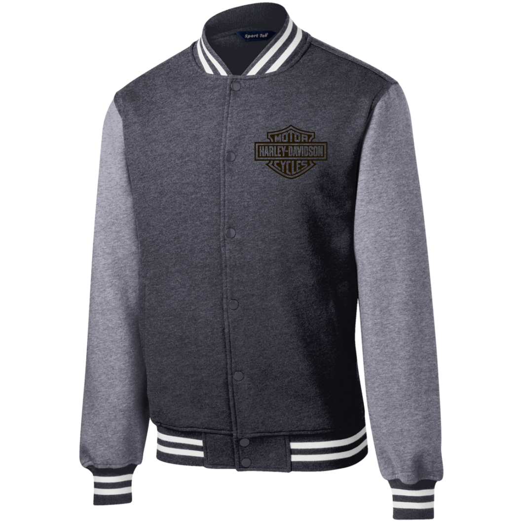 Vintage Harley Davidson Motorcycle Fleece Letterman Jacket