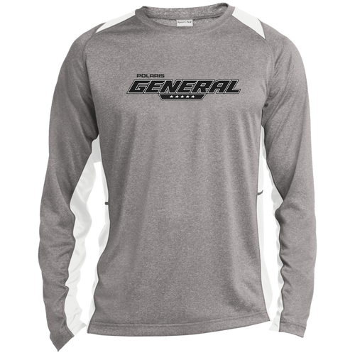 Classic Polaris General Riding Top UTV ST361LS Long Sleeve Heather Colorblock Performance Tee