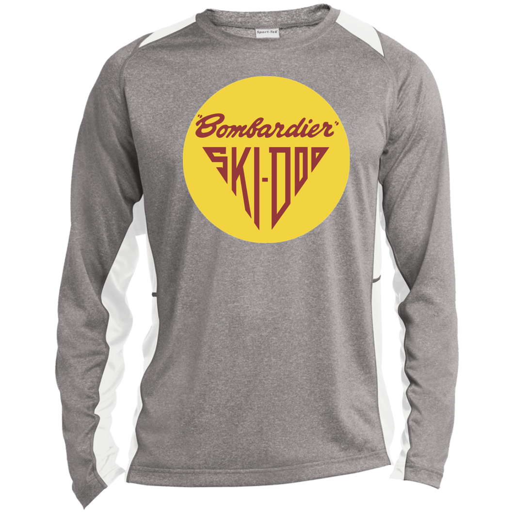 Vintage Bombadier Ski-Doo Snowmobile ST361LS Long Sleeve Heather Colorblock Performance Tee