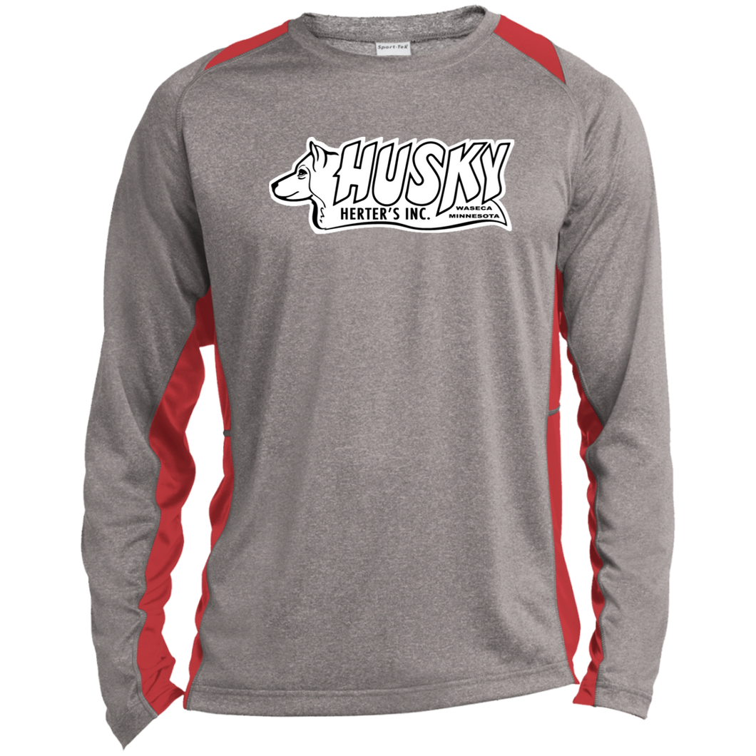 HERTER'S Husky Snowmobiles Long Sleeve Heather Colorblock Performance Tee