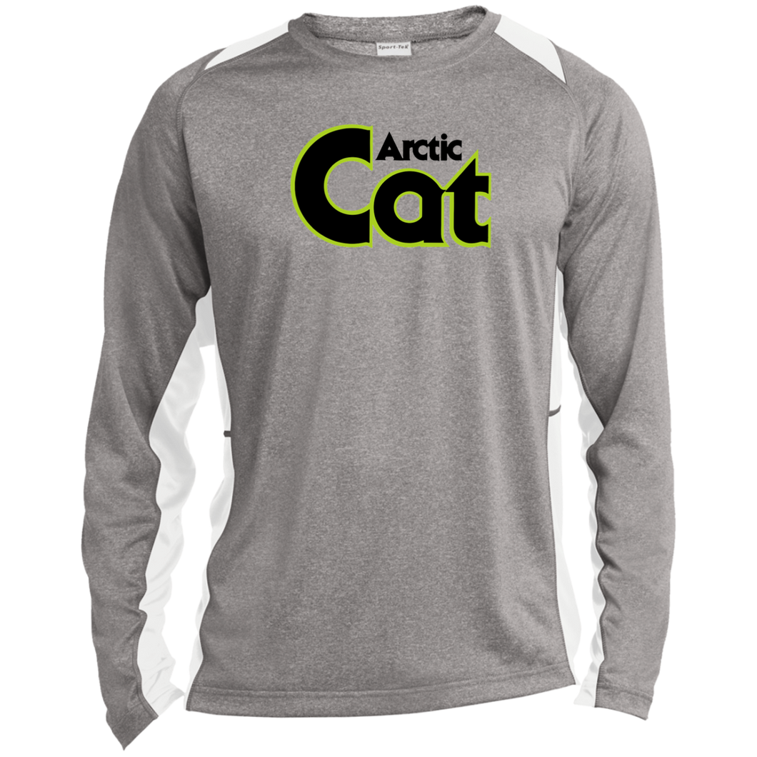 Vintage Arctic Cat ST361LS Long Sleeve Heather Colorblock Performance Tee