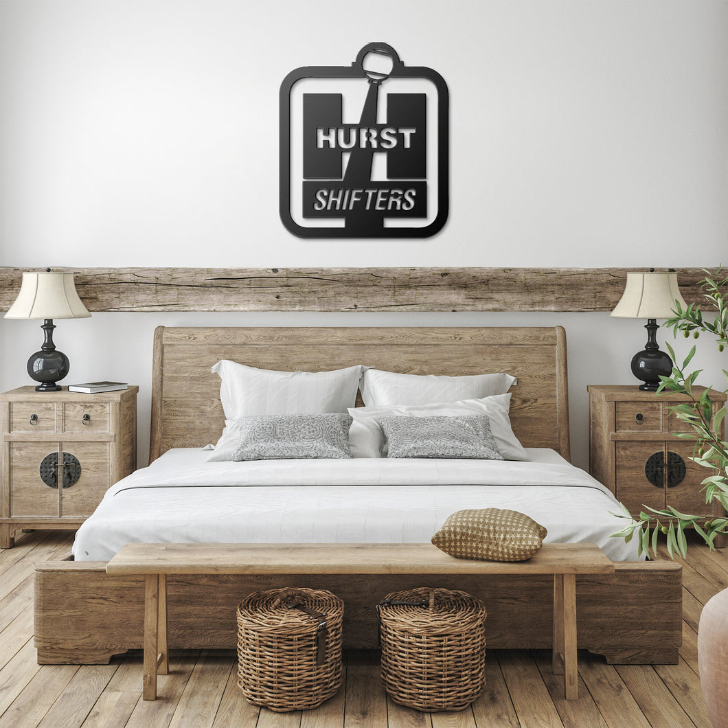 Vintage Style Hurst Shifters Die-Cut Metal Sign