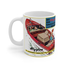 Vintage Higgins Boat Advertisement White Ceramic Mug by Retro Boater