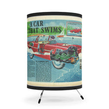 Vintage Advertisement of Amphicar Tripod Lamp with High-Res Printed Shade, US/CA plug