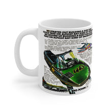 Vintage 1976 John Deere Snowmobile 440 White Ceramic Mug by SpeedTiques.com