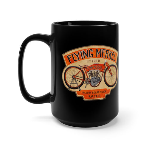 Vintage Flying Merkel Motorcycle Black Mug 15oz by SpeedTiques