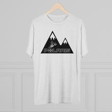 Classic Polaris Snowmobiles with Mountain Background Men's Tri-Blend Crew Tee